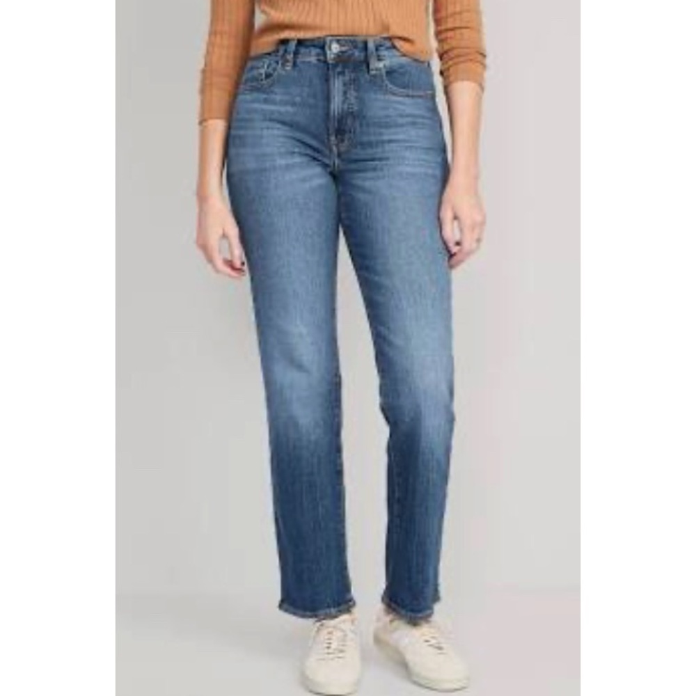 Old Navy O.G. Straight High Waist Medium Denim Wash Jeans Smooth-Secret Pockets